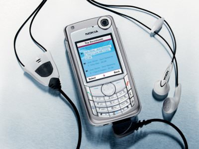 Nokia 6680 with stereo headphones